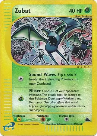 Zubat Reverse Holo Pokemon card from Skyridge