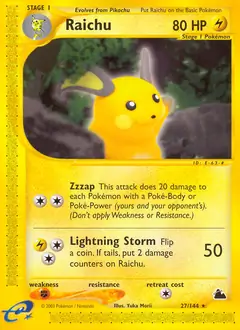 Raichu Pokemon card from Skyridge
