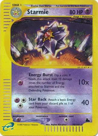 Starmie Reverse Holo Pokemon card from Skyridge