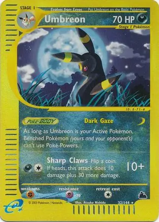 Umbreon Reverse Holo Pokemon card from Skyridge