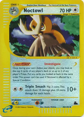 Noctowl Reverse Holo Pokemon card from Skyridge