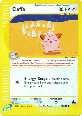 Cleffa Reverse Holo Pokemon card from Skyridge