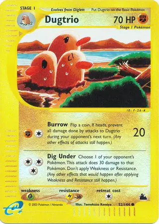 Dugtrio Reverse Holo Pokemon card from Skyridge