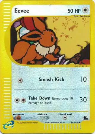 Eevee Reverse Holo Pokemon card from Skyridge