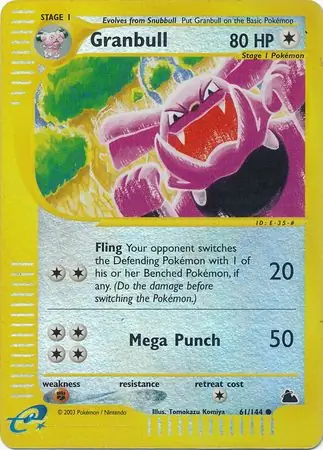 Granbull Reverse Holo Pokemon card from Skyridge