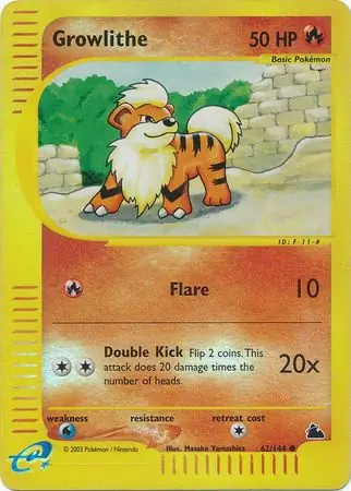 Growlithe Reverse Holo Pokemon card from Skyridge