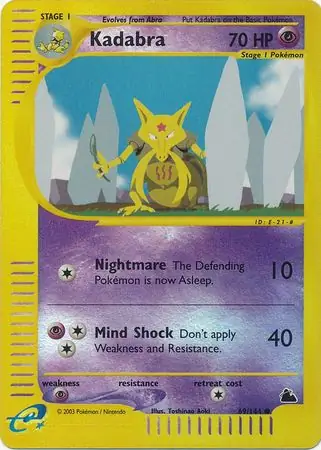 Kadabra Reverse Holo Pokemon card from Skyridge