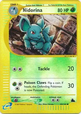 Nidorina Reverse Holo Pokemon card from Skyridge