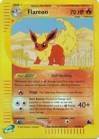 Flareon Reverse Holo Pokemon card from Skyridge