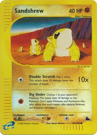 Sandshrew Reverse Holo Pokemon card from Skyridge