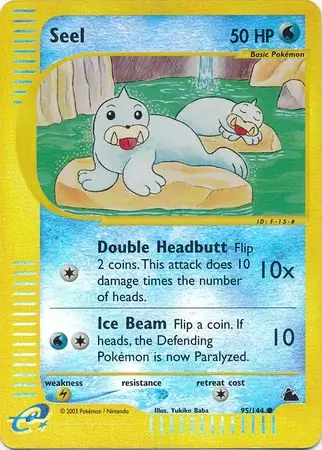 Seel Reverse Holo Pokemon card from Skyridge