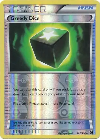 Greedy Dice Reverse Holo Pokemon card from Steam Siege