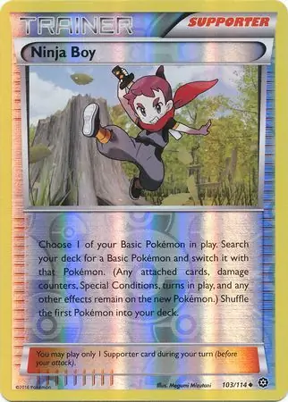 Ninja Boy Reverse Holo Pokemon card from Steam Siege