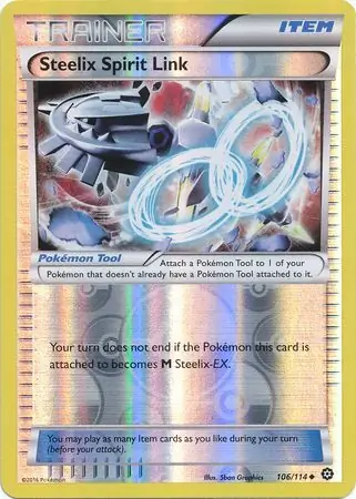 Steelix Spirit Link Reverse Holo Pokemon card from Steam Siege