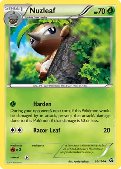 Nuzleaf Pokemon card from Steam Siege