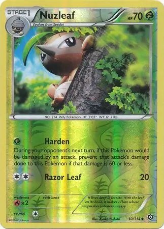 Nuzleaf Reverse Holo Pokemon card from Steam Siege