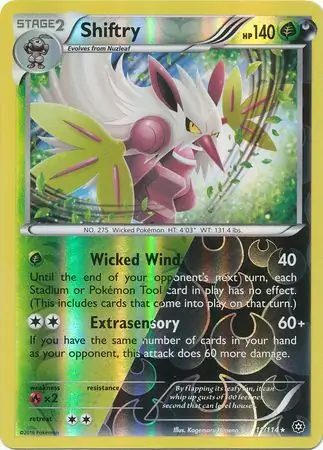 Shiftry Reverse Holo Pokemon card from Steam Siege