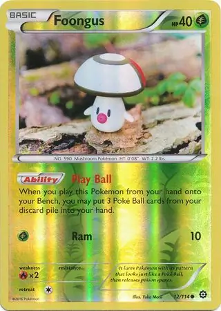 Foongus Reverse Holo Pokemon card from Steam Siege