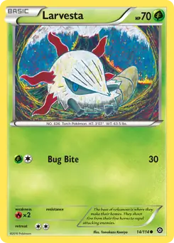 Larvesta Pokemon card from Steam Siege