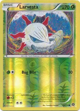 Larvesta Reverse Holo Pokemon card from Steam Siege