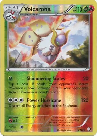 Volcarona Reverse Holo Pokemon card from Steam Siege