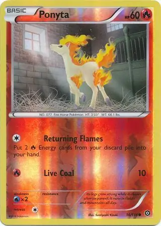 Ponyta Reverse Holo Pokemon card from Steam Siege