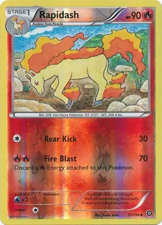 Rapidash Reverse Holo Pokemon card from Steam Siege