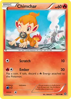 Chimchar Pokemon card from Steam Siege
