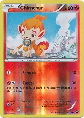 Chimchar Reverse Holo Pokemon card from Steam Siege