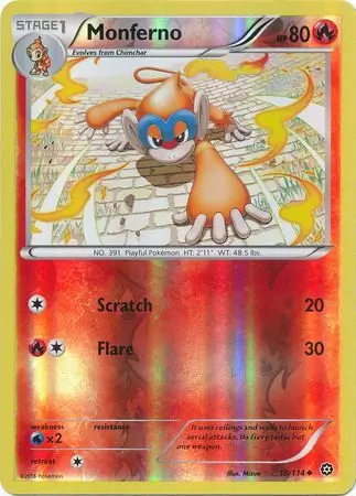 Monferno Reverse Holo Pokemon card from Steam Siege