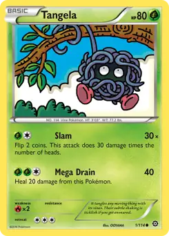 Tangela Pokemon card from Steam Siege