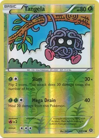 Tangela Reverse Holo Pokemon card from Steam Siege