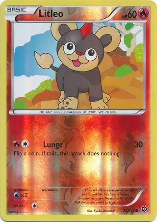 Litleo Reverse Holo Pokemon card from Steam Siege
