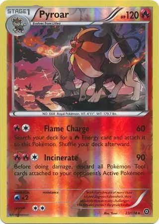 Pyroar Reverse Holo Pokemon card from Steam Siege