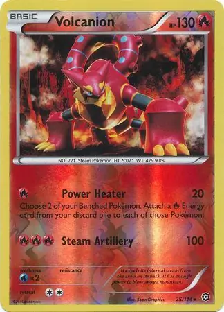 Volcanion Reverse Holo Pokemon card from Steam Siege