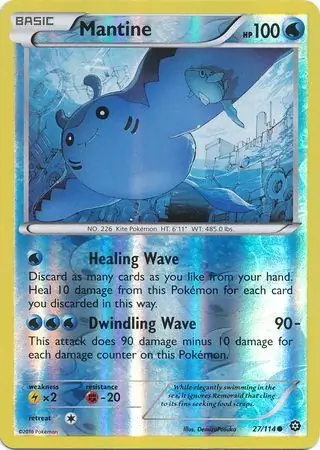 Mantine Reverse Holo Pokemon card from Steam Siege