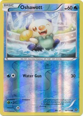 Oshawott Reverse Holo Pokemon card from Steam Siege