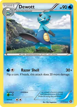 Dewott Pokemon card from Steam Siege