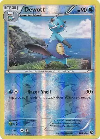 Dewott Reverse Holo Pokemon card from Steam Siege