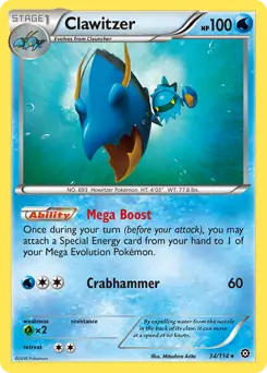 Clawitzer Pokemon card from Steam Siege