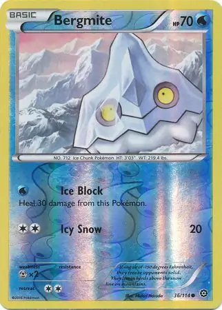 Bergmite Reverse Holo Pokemon card from Steam Siege