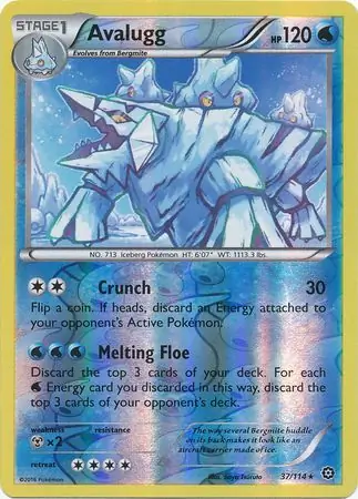 Avalugg Reverse Holo Pokemon card from Steam Siege