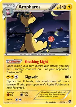 Ampharos Pokemon card from Steam Siege