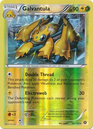 Galvantula Reverse Holo Pokemon card from Steam Siege