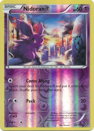 Nidoran M Reverse Holo Pokemon card from Steam Siege