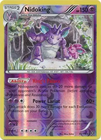 Nidoking Reverse Holo Pokemon card from Steam Siege