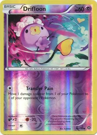 Drifloon Reverse Holo Pokemon card from Steam Siege