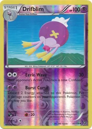 Drifblim Reverse Holo Pokemon card from Steam Siege