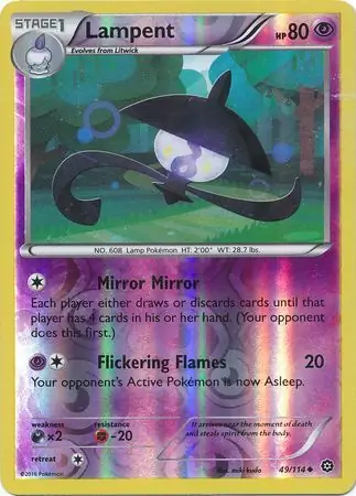 Lampent Reverse Holo Pokemon card from Steam Siege