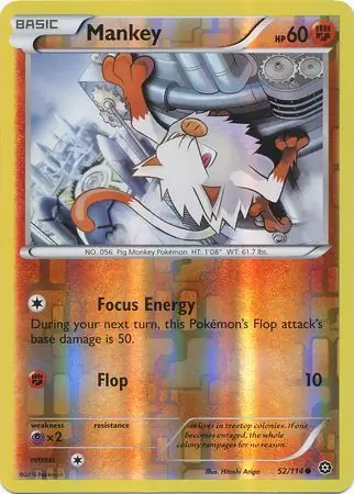 Mankey Reverse Holo Pokemon card from Steam Siege